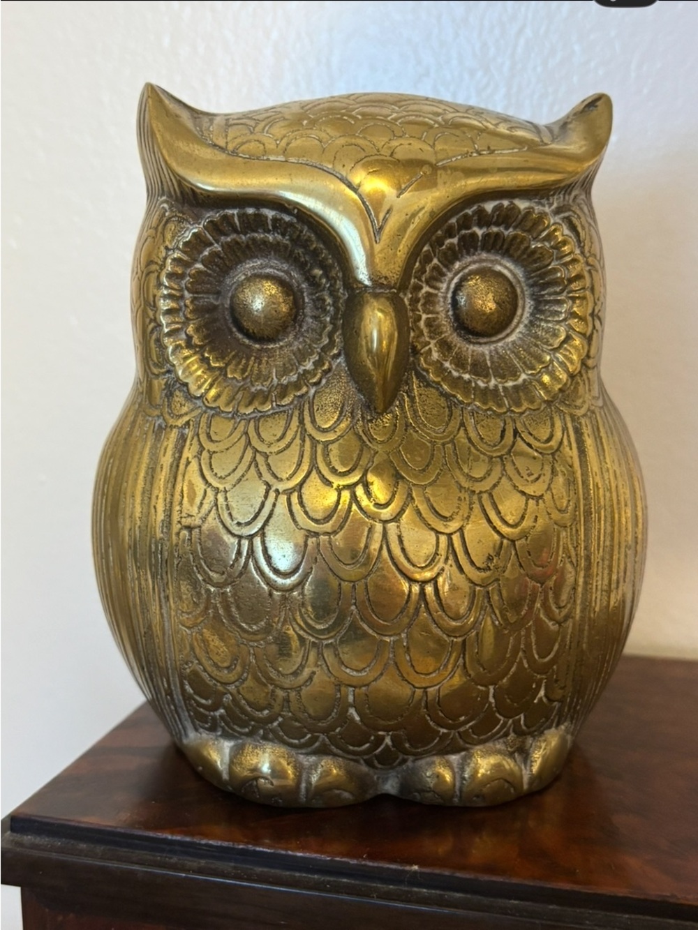 Vintage Brass Owl Coinbank